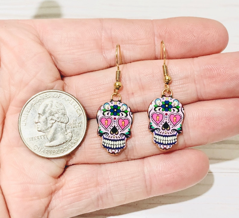 Halloween Skull Earrings Sugar Skull Gifts Halloween Accessories for Her Dia de los Muertos Earrings Sugar Skull Dangle Earrings