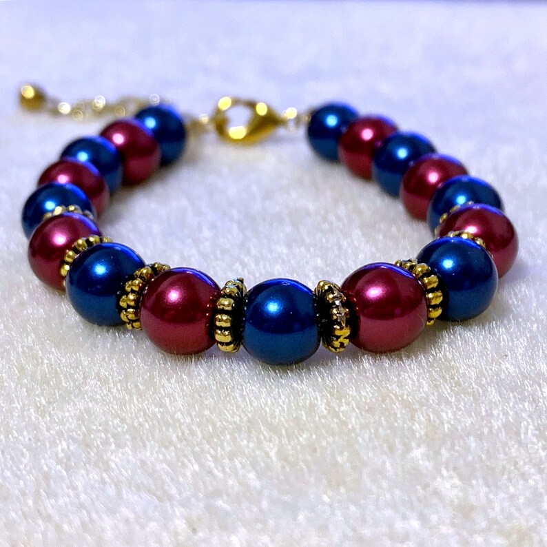 Burgundy and Navy Blue Wedding Jewelry Set Pearl Bracelet Etsy