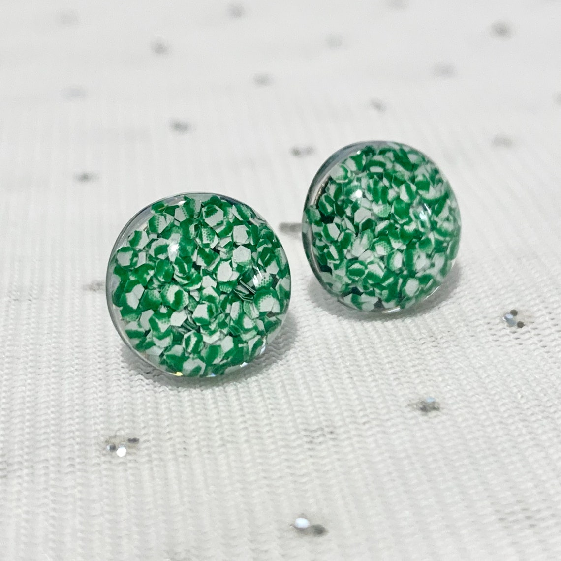 Green Stud Earrings Unique Earrings Fun Earrings St. Etsy