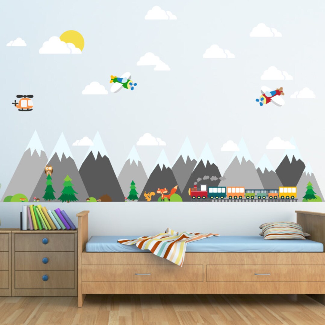 Mountain Mural Decal, Nursery Mountain Decal, M472A Etsy