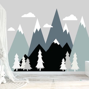 Mountain Mural Decal, Nursery Mountain Decal, M202