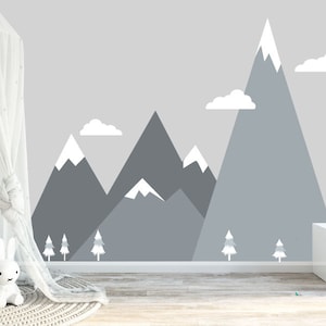 Mountain Decal, Nursery Mountain Mural Decal, M200