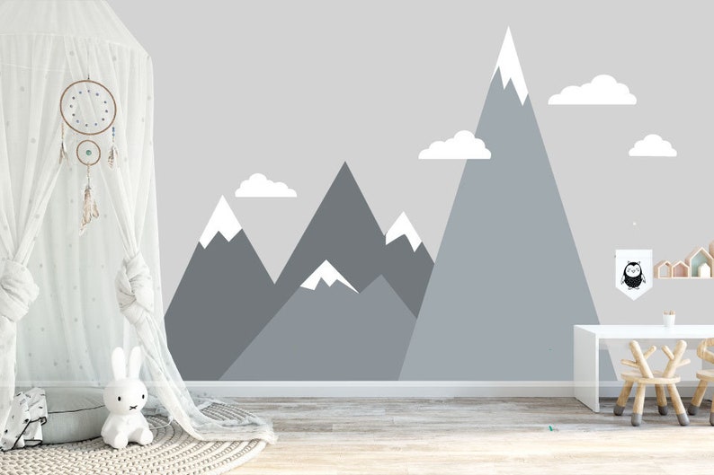Mountain Decal Nursery Mountain Mural Decal M200 Etsy