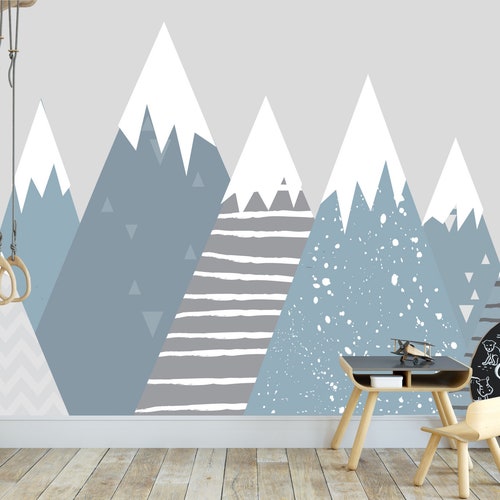 Kids Mountain Wall Decal Kids Room Wall Decals Reusable Wall Etsy