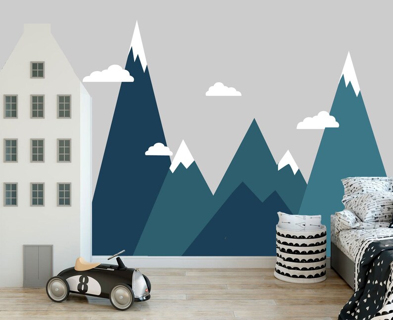 Mountain Decal Nursery Mountain Mural Decal Kids Room Decal Etsy