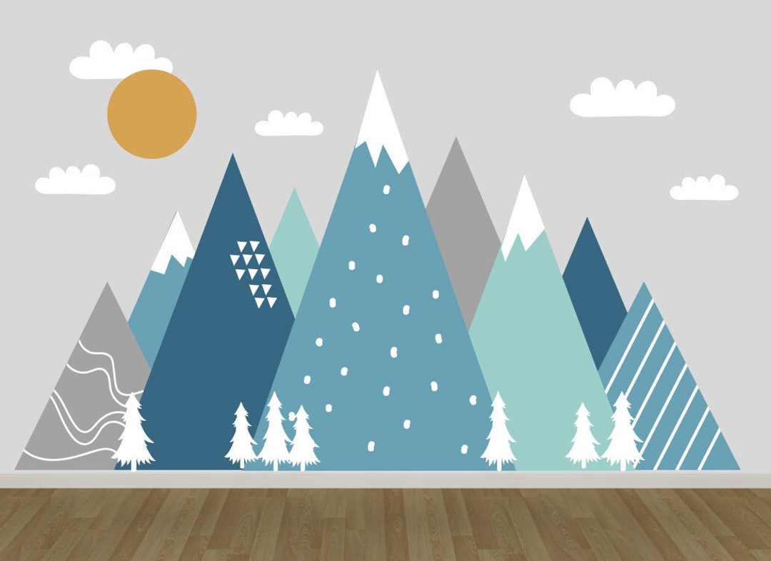Mountain Decal Nursery Mountain Decal Mountain Mural Etsy
