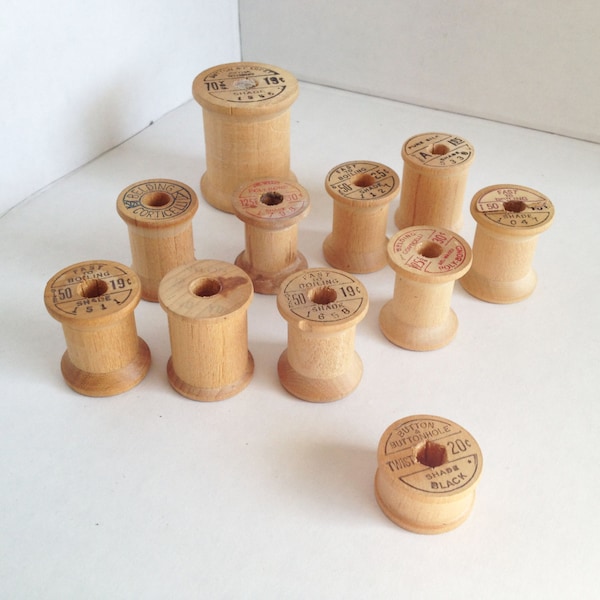 Vintage Wooden Spools for Thread - 11 count