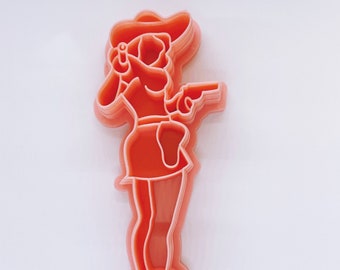 COWGIRL PINUP - Cortador de arcilla polimérica - Impresión de arcilla - Sello en relieve - Suroeste - Pendientes Barbie occidental - 143