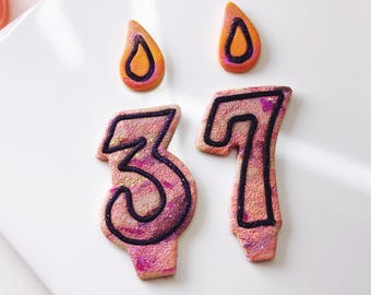 BIRTHDAY CANDLES - Polymer Clay Cutter - Clay Imprint - Embossed Stamp - Flame Earrings - 000