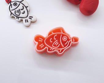 醤油魚 - ポリマー粘土カッター - 粘土刻印 - エンボススタンプ - 辛いスパイシー寿司イヤリング - 314