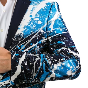 DETROIT LIONS jacket Mens, Lions Blazer Blue Silver, Hand Painted Detroit Lions Suit, Lions Gameday Jacket NFL