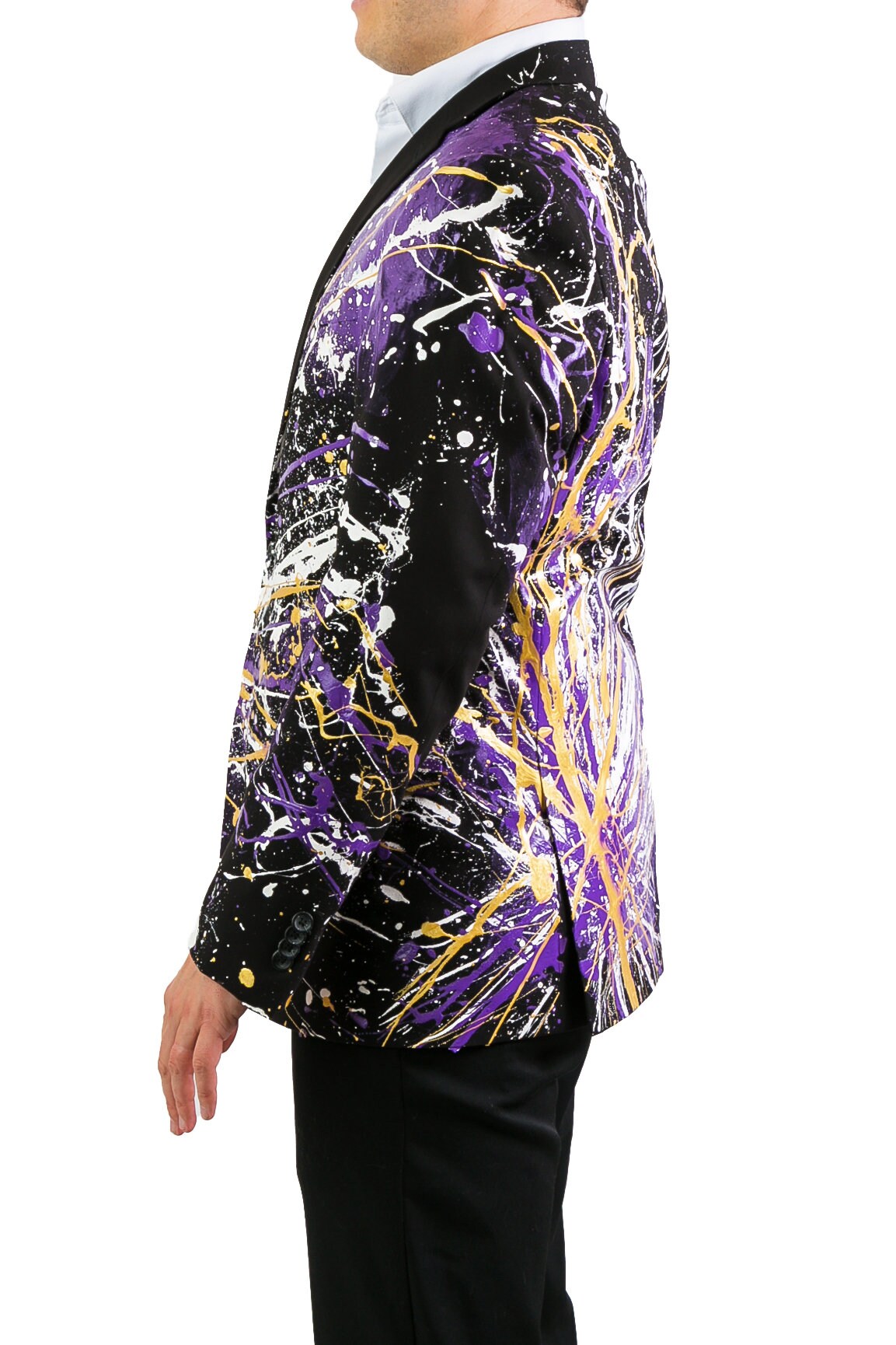 Purple Painted Jacket for Men Purple Festival Suit Handpainted