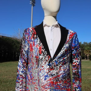 New England Patriots jacket -  Football red blue Blazer - Mens Custom Painted Jacket Perfect for NFL Game Day