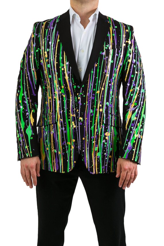 purple and gold suit jacket