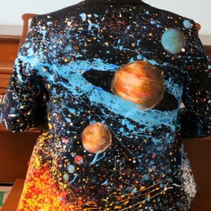 Mens Custom Painted Jacket Suit - Paint Any Picture Symbol Logo on a Blazer - Splatter Paint Jacket Customized
