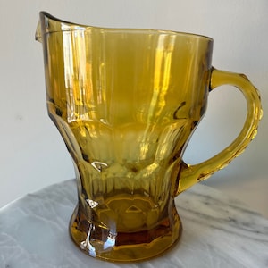 Vintage amber glass/yellow glass water pitcher by Viking glass