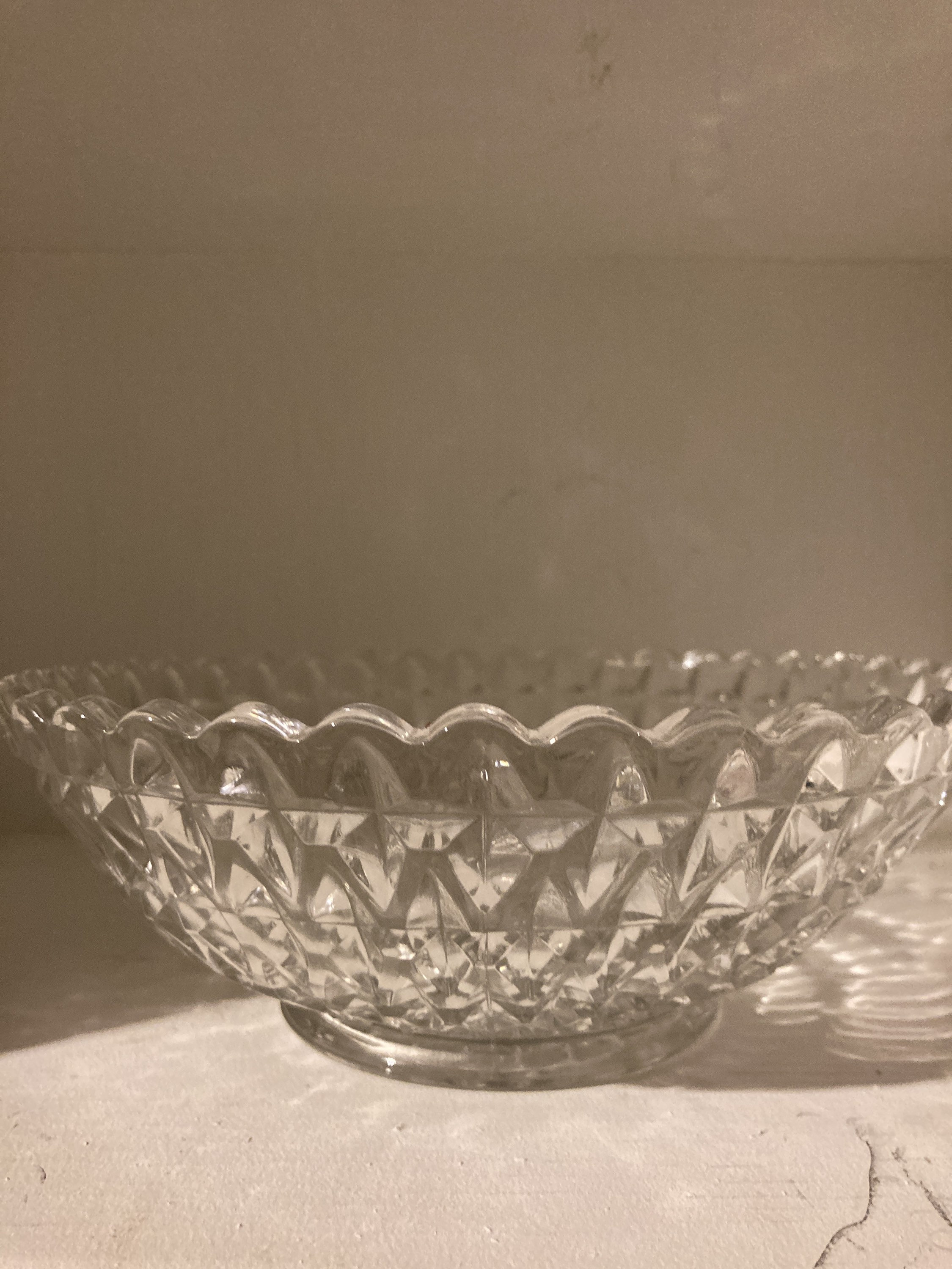 Vintage Clear Cut Glass Serving Bowl With Scalloped Edging. Etsy