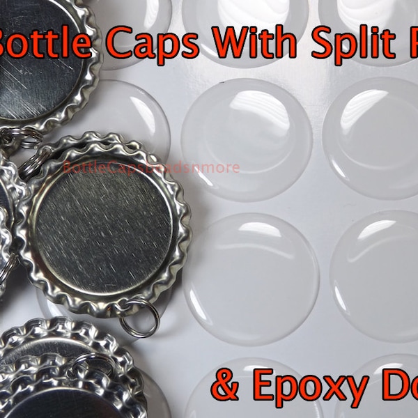 100 Flattened Bottlecap pendants with split rings & 100 epoxy sticker -  Diy craft supplies kit for kids and adults - Bottle Cap Supply