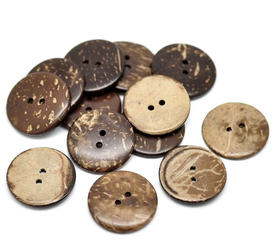 30 mm en bois de noix de coco en bois Boutons 2 Trous en boîtes de 2 5 ou 10