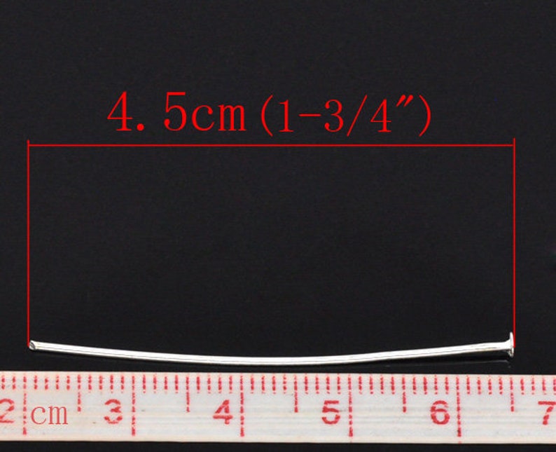 350 45mm Silver Plated Head Pins 4.5cm 1 68 long headpins- long headpins 0.7mm - bulk headpins 21 gauge wholesale pins