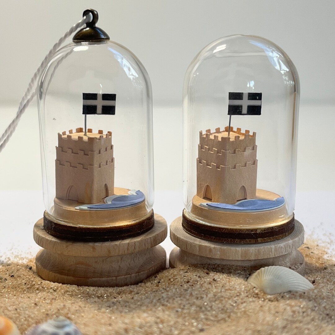 Coastal Themed Miniature Glass Dome With a Paper Sandcastle - Etsy
