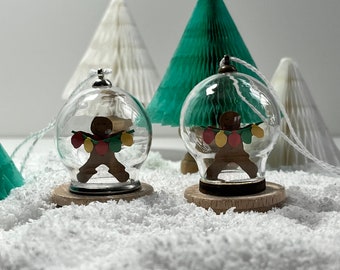 Miniature Gingerbread Man Glass Globe Decoration