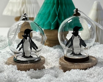 Miniature Penguin Glass Globe Decoration