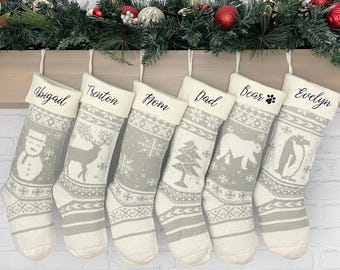 Christmas Stockings Knit Holiday Décor stocking Christmas Décor Personalized Dog Stocking custom stockings Farmhouse Christmas Holiday home