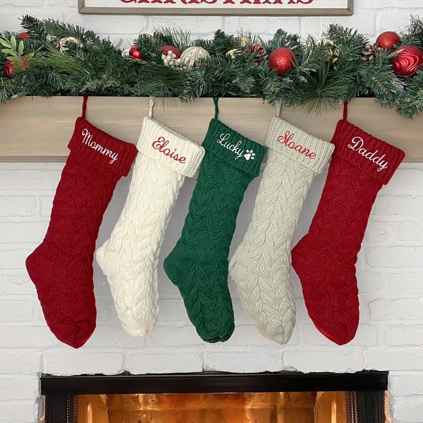 Bas de Noël en tricot pour Noël, décoration de Noël pour chien, chaussettes personnalisées, Noël de la ferme, maison de vacances