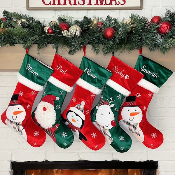 Christmas Stockings Velvet Holiday Décor stocking Christmas Décor Personalized Dog Stocking custom stockings Red and Green Christmas Holiday