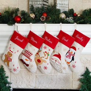 Bas de Noël décoratifs pour les fêtes, décoration de Noël pour chien, chaussettes personnalisées, Noël de la ferme, maison rouge image 2