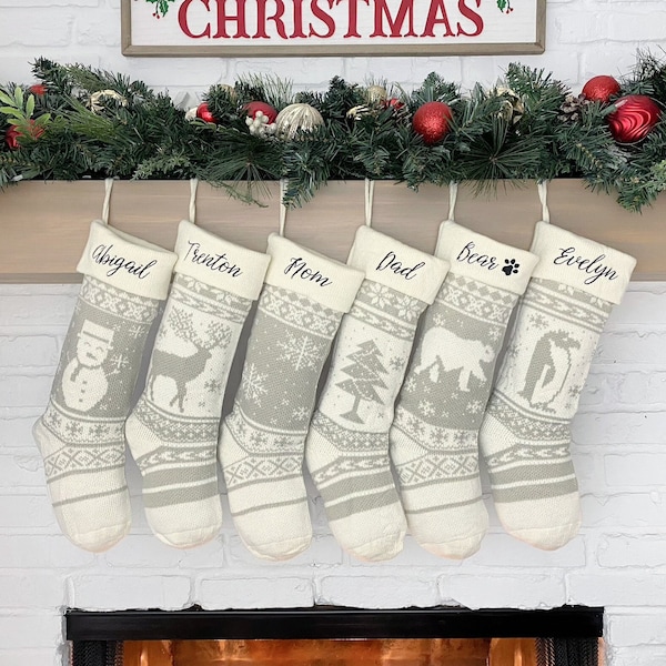 Christmas Stockings Knit Holiday Décor stocking Christmas Décor Personalized Dog Stocking custom stockings Farmhouse Christmas Holiday home