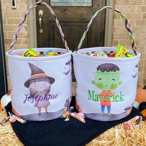 Trick or treat bag, Trick-or-treat bucket,  Halloween Bucket, Personalized, Halloween Basket, monogram, trick-or-treat, Halloween bag