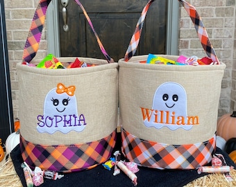 Sac de bonbons ou de friandises, seau de bonbons, seau d'Halloween, personnalisé, panier d'Halloween, monogramme, bonbons, sac d'Halloween