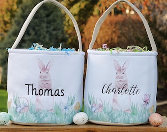 Easter basket, Personalized Easter Basket, monogram easter basket, girls basket, boys basket, girls easter basket, embroidered, rabbit