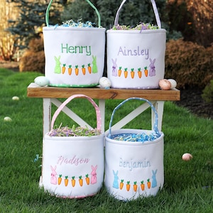 Easter basket, Personalized Easter Basket, monogram easter basket, girls basket, boys basket, girls easter basket, embroidered, rabbit