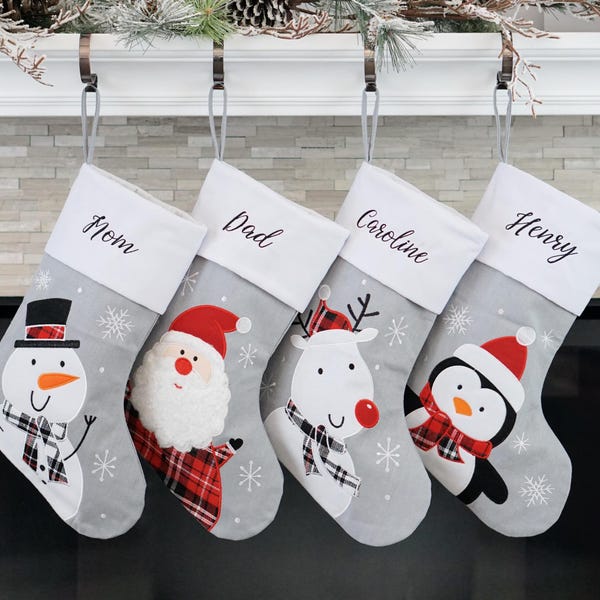 Kerstsokken Grijze kerstsok kerstversiering Gepersonaliseerde hondensok aangepaste kousen Boerderij kerst Vakantiewoning