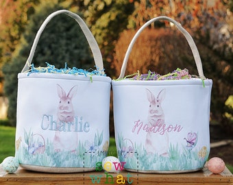 Easter basket, Personalized Easter Basket, monogram easter basket, girls basket, boys basket, girls easter basket, embroidered, rabbit