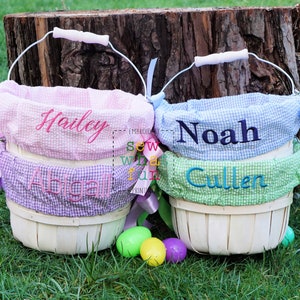 Easter basket liners, Personalized Easter Basket liners, personalized easter basket, girls basket, boys basket, embroidered, gingham easter