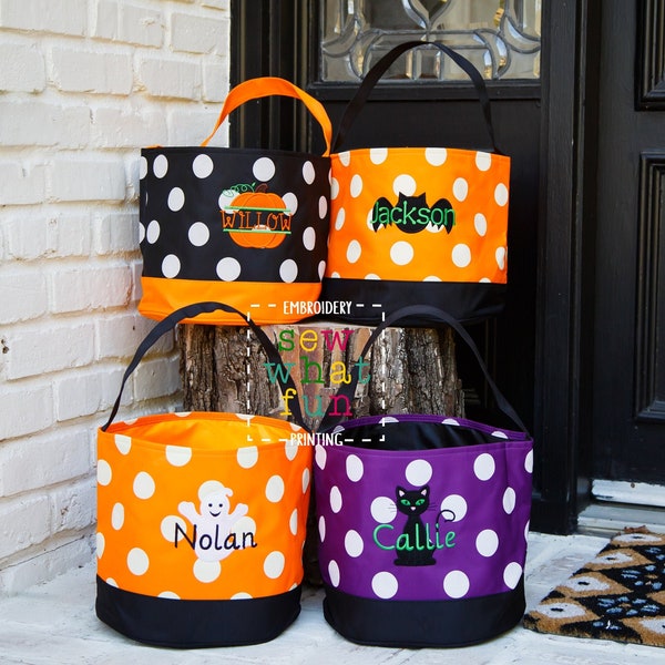 Trick or treat bag, Trick-or-treat bucket,  Halloween Bucket, Personalized, Halloween Basket, monogram, trick-or-treat, Halloween bag