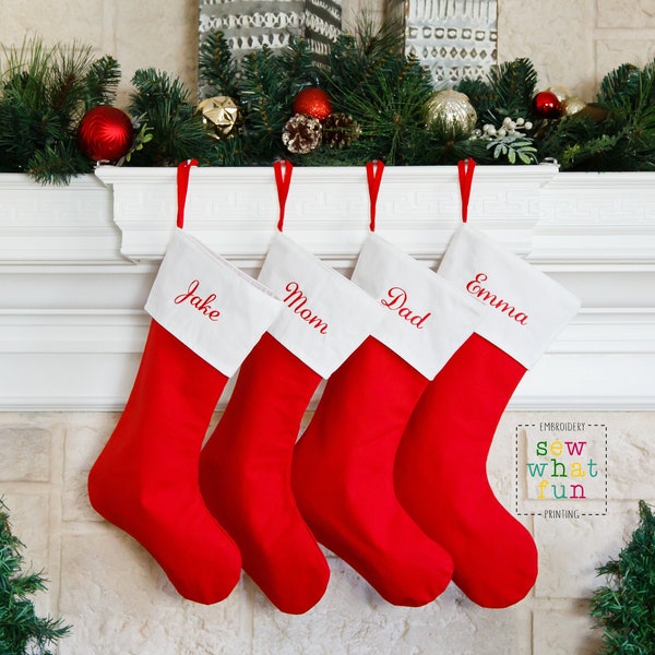 Christmas stocking, personalized stockings, classic Stocking, stocking, christmas, red and white, Stockings, personalized, Holiday, family