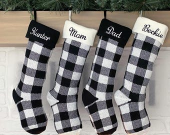 Christmas Stockings Buffalo Knit Holiday Décor Christmas Décor Personalized Dog Stocking custom stockings Farmhouse Christmas Holiday home