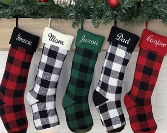 Christmas Stockings Buffalo Knit Holiday Décor Christmas Décor Personalized Dog Stocking custom stockings Farmhouse Christmas Holiday home