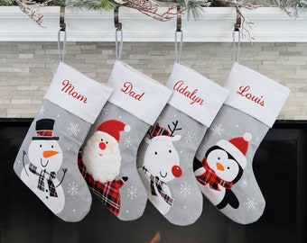 Calze di Natale Calza grigia per decorazioni natalizie Decorazioni natalizie Calza per cani personalizzata, calze personalizzate Agriturismo Casa per le vacanze natalizie