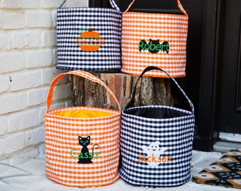 Trick or treat bag, Trick-or-treat bucket,  Halloween Bucket, Personalized, Halloween Basket, monogram, trick-or-treat, Halloween bag