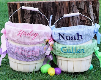 Easter basket liners, Personalized Easter Basket liners, personalized easter basket, girls basket, boys basket, embroidered, gingham easter