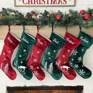 Christmas Stockings Velvet Holiday Décor stocking Christmas Décor Personalized Dog Stocking custom stockings Red and Green Christmas Holiday