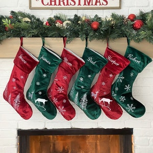 Christmas Stockings Velvet Holiday Décor stocking Christmas Décor Personalized Dog Stocking custom stockings Red and Green Christmas Holiday