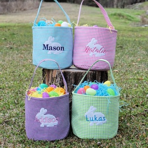 Easter basket, Personalized Easter Basket, monogram easter basket, girls basket, boys basket, girls easter basket, embroidered, Check