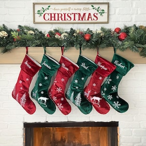 Christmas Stockings Velvet Holiday Décor stocking Christmas Décor Personalized Dog Stocking custom stockings Red and Green Christmas Holiday
